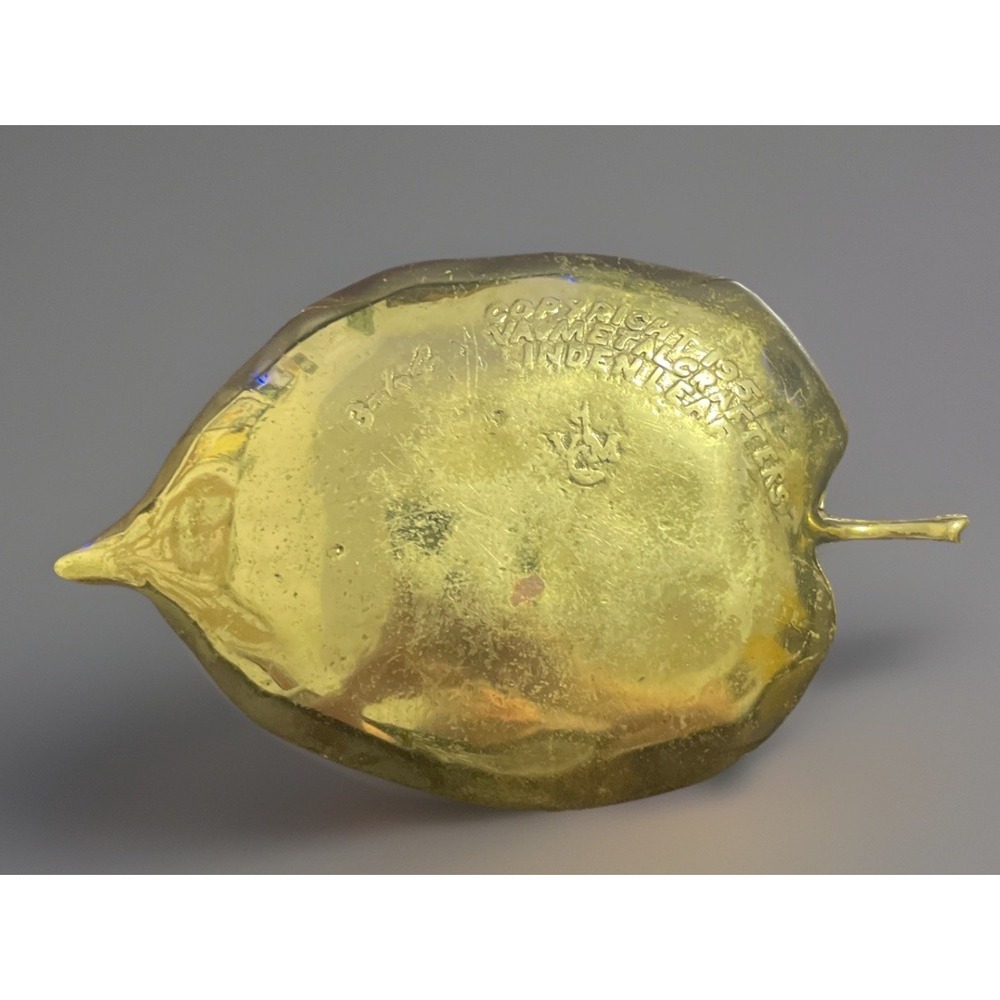Vintage 1951 Virginia Metalcrafters Brass Linden Leaf Trinket Dish - Picture 3 of 6